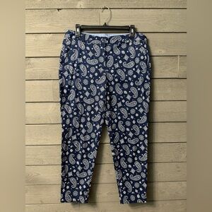 Talbots The Weekend Chino Blue Paisley Bandana Pants Sz 8 Petite